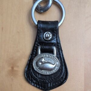 Dooney & Bourke Vintage Black Leather Key Fob with Silver Accents